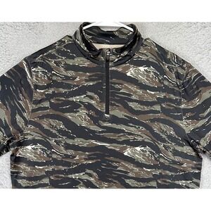 Tesla Pullover Shirt Men Large Brown Black Camo Overheat Quarter Zip Stretch NEW